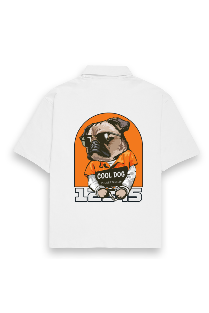 Cool Dog Mugshot Oversized Cotton Shirt