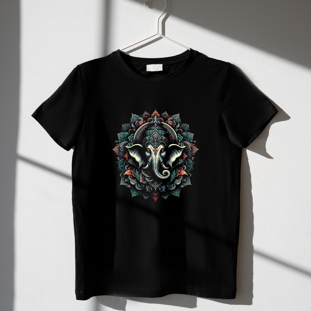 Majestic Ganesha: Intricate Mandala Tee